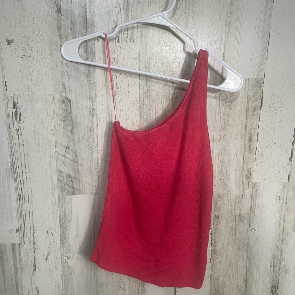 EVERY One Shoulder Knit Ribbed One‎ Shoulder Top Rose Pink size M Soft Stretch